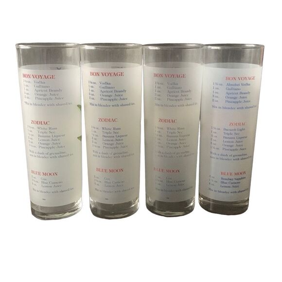 Vintage Celebrity Cruises Frosted High Ball Cocktail Recipe Lot Set Lot Of 4 - Picture 7 of 11